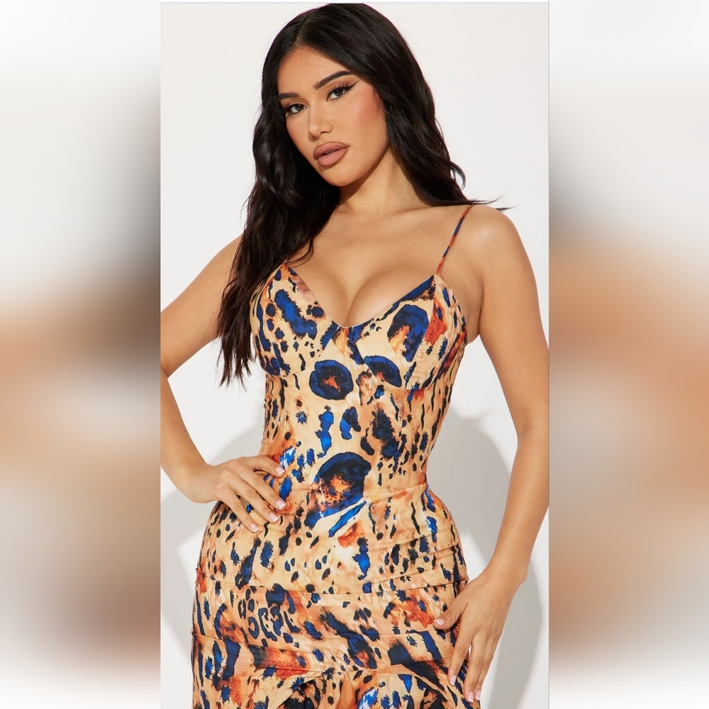 Fernanda Leopard Ruffle Maxi Dress - Multi Color - Picture 2 of 3